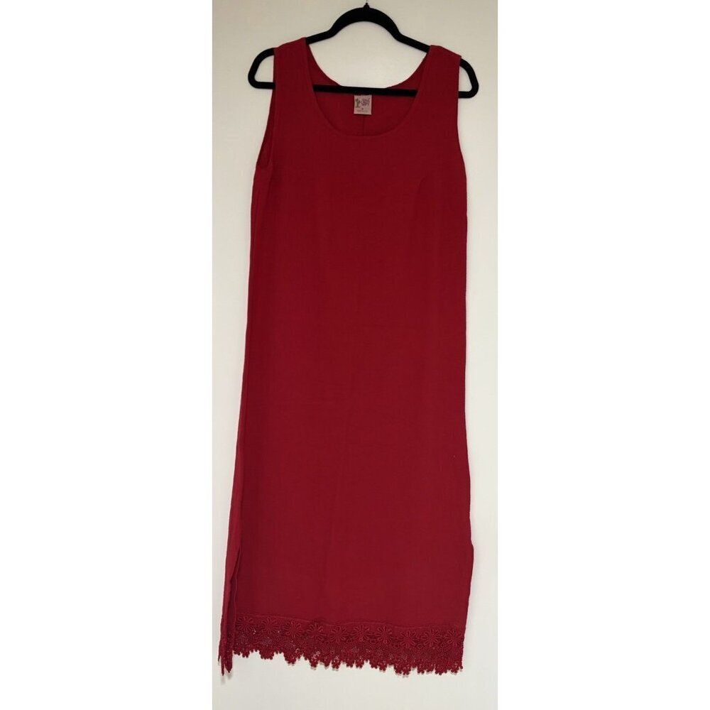Cactus California Vtg 100% Cotton Red Sleeveless Maxi Dress Size Medium
